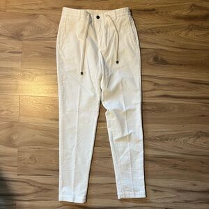 Peserico Italian Corduroy Drawstring Trousers White Size 48 (M)